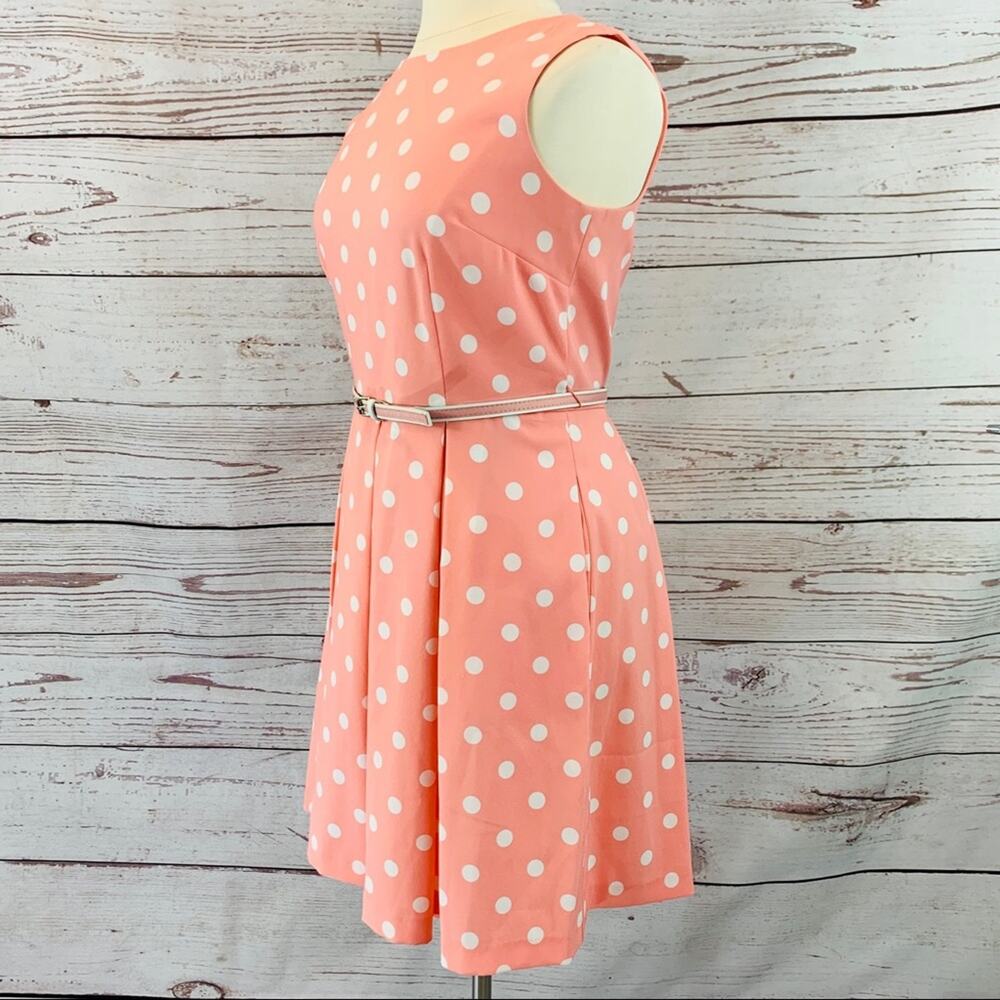 Madison Leigh peach and white dot with belt dress - Picture 4 of 12